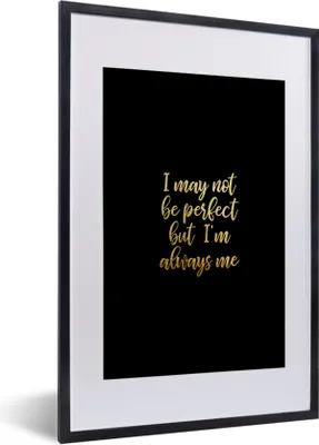 Produktbild von MuchoWow® Gerahmtes Poster Perfekt - Schwarz und Gold - Zitate 40x60 cm - Poster mit Schwarzem Bilderrahmen Wandposter Rahmen Foto Bilder - Poster in Rahmen