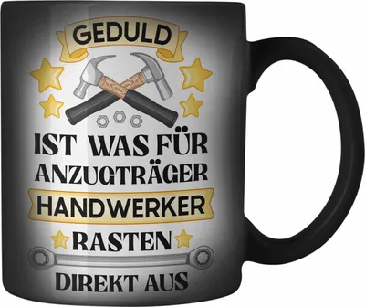 Produktbild von Trendation - Handwerker Farbwechsel Zauber-Tasse mit Spruch Geschenke für Handwerk Kaffeebecher KFZ Mechaniker Mechatroniker (Schwarz)