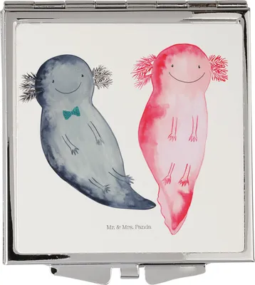 Produktbild von Mr. & Mrs. Panda Klappspiegel Axolotl Freundin - Weiß - Geschenk, Frauen Spiegel, Schwanzlurch, Kosmetikspiegel, Valentinstag, Reise, Liebe, Schminkspiegel