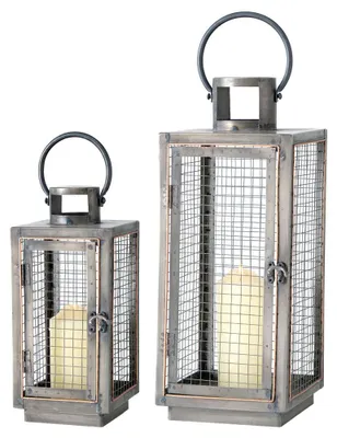 Produktbild von 2er Set Laternen, Eisen, Gitter Design, H 33/45 cm