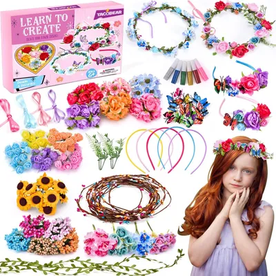 Produktbild von Blumenkranz Bastelset für Kinder, DIY Haaraccessoires und Armbänder