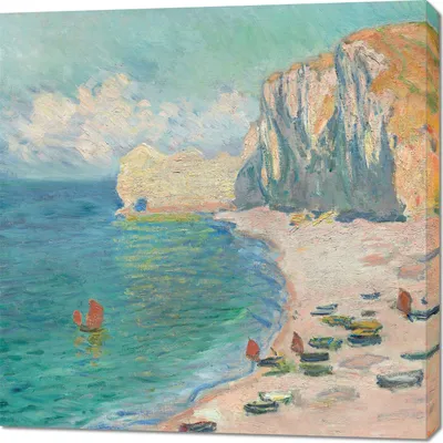Immagine prodotto di Quadro 90x90 cm La spiaggia e la Falaise d'Amont, Monet Vintage