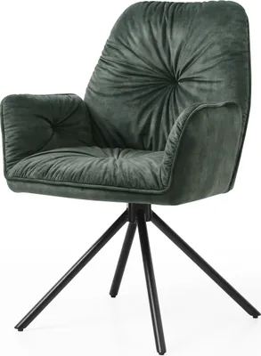 Produktbild von SalesFever Armlehnstuhl mit 360 Grad Drehfunktion | Bezug Vintage Samtvelours | Gestell Metall | B 61 x T 59 x H 90 cm | dunkelgrün