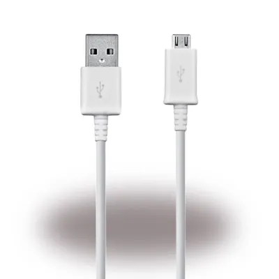 A white USB to Micro USB charging cable is shown against a white background.