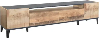 Produktbild von Fernsehschrank Dmaigna, Niedriges Sideboard für Wohnzimmer mit 2 Türen, Sockel für TV-Möbel, 100 %  Italy, cm 200x40h47, Schiefer und Ahorn