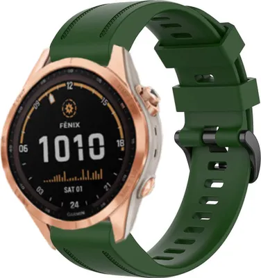 Produktbild von Strap-it Garmin Fenix 7s Silikonarmband (ArmeeGrün)