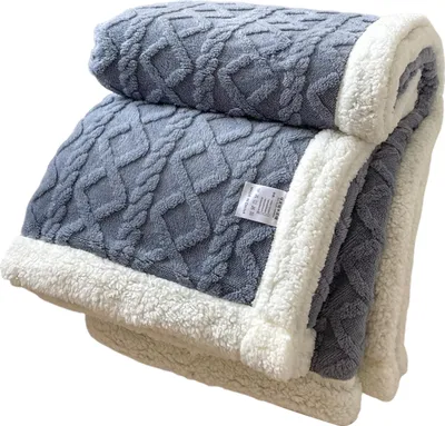 Produktbild von Verdickte Winterdecke, doppelseitig, flauschig, Plüsch, doppellagig, 3D-Jacquard, einfarbig, für Büro, Nickerchen, Schlafsaal, Zuhause, Bett, Sofa, Reise, gemütliche warme Decke