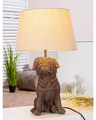 Imagen del producto de Lámpara de mesa Gilde, modelo "Mops", fabricada en resina, color marrón oscuro, unidad de venta: 1, altura: 52 cm, diámetro: 24 cm. Código: 58020 4063387580202