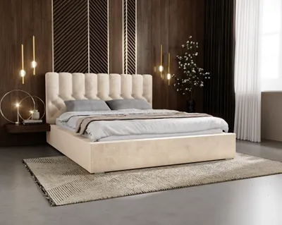 Obrázok produktu pre Čalúnená posteľ 180x200 Sevilla – dvojposteľ s roštom, úložným priestorom – zamat, čelo Chesterfield, béžová