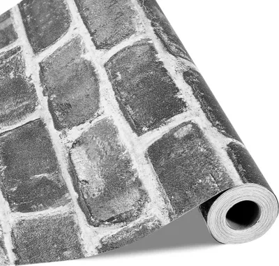 Immagine prodotto di Carta da parati autoadesiva 45cm x 10m - carta da parati grigia a mattoni - pellicola per mobili, adesivo per mobili - vinile decorativo per camera da letto, cucina, ufficio, bagno, scrivania - pellicola adesiva in look mattone