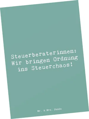 Produktbild von Mr. & Mrs. Panda Postkarte Spruch Steuerberaterin Ordnung - Meeresbrise - Geschenk, Liebevoll, Freude, personalisierte Geschenke, Postkarten, Steuerprofi, ins Steuerchaos