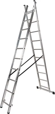 Immagine prodotto di Scala in alluminio a 2 sezioni 7+7 gradini. Pieghevole, antiscivolo, resistente