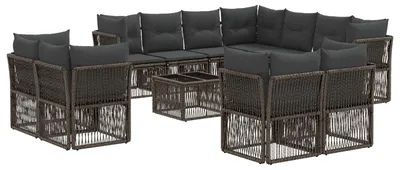 Immagine prodotto di vidaXL Set di divani da giardino, 12 pezzi, grigio, in rattan sintetico