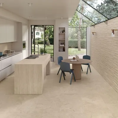 Productafbeelding van CASA39, porseleinen vloertegel met steeneffect, beige kleur, 60x120 cm, Ergon Portland Stone
