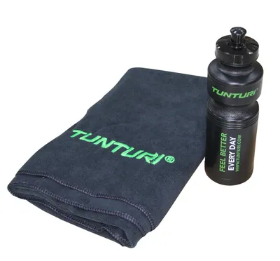 Image de Tunturi Original : kit d'entraînement Tunturi comprenant une serviette et une bouteille d'eau