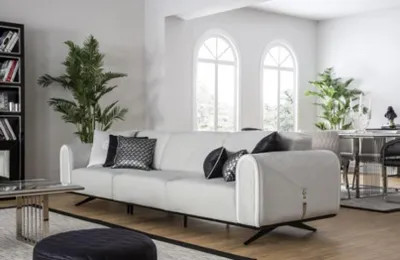 Produktbild von Sofa 3 Sitzer Polstersofa beige Textil Sitz Design Couch Sofas Stoff Modern Neu