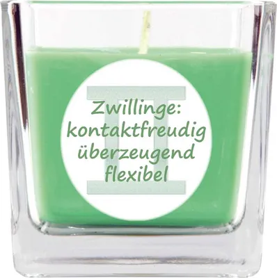 Produktbild von HS Candle "Sternzeichen" Duftkerze Kokos im Bonbonglas ( Zwillinge ) - viele Motive zur Auswahl, 190g - Brenndauer bis zu 50 Std - Gemini