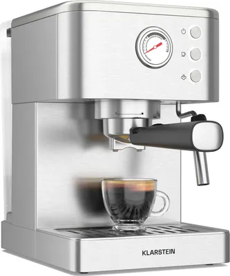 Image de Klarstein SteelPresso Machine à Café Grain – 20 Bars, 1350W, Acier Inoxydable, Fonction Vapeur, Réservoir 1.5L, Compacte, Plaque Chauffante, Idéale Petites Cuisines