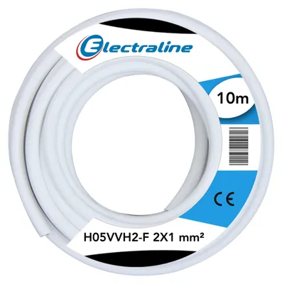 Immagine prodotto di Cavo H05VVH2-F - 2x1 mm - 10 metri - Bianco