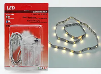 Produktbild von LED Lichtstreifen 1m, warmweiß, batteriebetrieben, selbstklebend