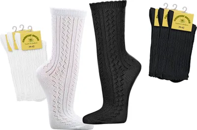 Produktbild von 1 Paar Trachtenstrümpfe Trachtensocken kurz Landhaus Häkellook Dirndl Wiesn Oktoberfest 39-42weiß