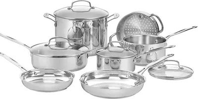 Produktbild von Kochgeschirr Set Cuisinart 77-11G, Edelstahl, 11-teilig, Für alle Herdarten inklusive Induktion, Messmarkierungen