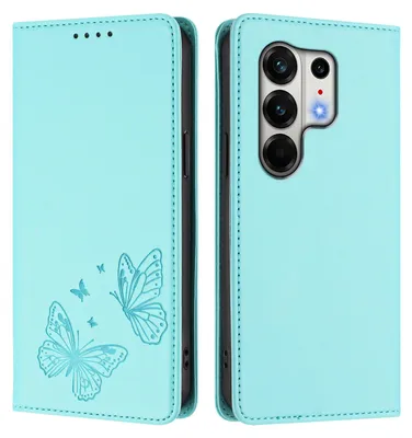 Image de Étui en cuir pour Tecno Camon 50 Pro 4G, étui de protection type portefeuille en cuir gaufré « papillon » avec support, couleur turquoise