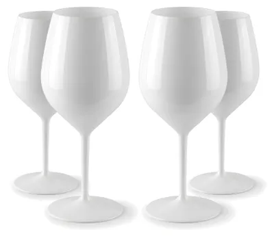 Zdjęcie produktu dla Zestaw 4 białych plastikowych szklanek, pojemność 51 cl, nadają się do mycia w zmywarce