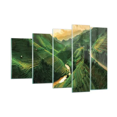 Produktbild von Bilder auf glas - 5 Teile - Klappe Reis Vietnam - 150x100cm - Glasbilder - Wandbilder - Bilder - zum Aufhängen bereit - Wanddekoration aus Glas - Glas Bilder - Wandbild auf Glas - GEG150x100-4296