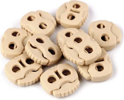 10 Stück Kordelstopper mit zwei Löchern hellbeige
