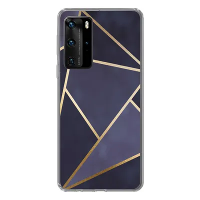Produktbild von MuchoWow® Handyhülle Schutzhülle Hülle für Huawei P40 Pro Marmor - Blau - Collage Silikon Softcase Handy Hülle - Schutz