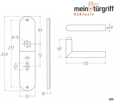 Produktbild von MeinTürgriff Drückergarnitur Liverpool Edelstahl Renovierungsschild Langschild Langschildgarnitur Türdrücker Griff BB WC