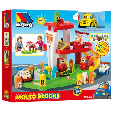 Produktbild von Zusammenklappbares Feuerwache Spielset mit Sound, Lichtern und 10 Bausteinen