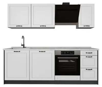 Immagine prodotto di Cucina componibile Vicco R-Line Bianco country/Antracite 220 cm piano di lavoro Marmo, Model 67832