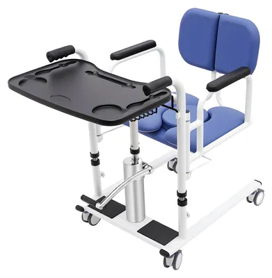 Produktbild von Patientenlift, Hydraulisches Hebesystem, Tragbare Transportrollstuhl mit 4 Rädern, Robuste Stahlkonstruktion, Blau