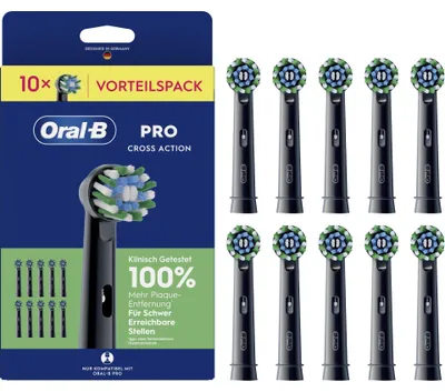 Image de Oral-B Lot de 10 brossettes Pro CrossAction, noir