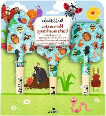 Produktbild von Kinder-Garten-Set, 3-teiliges Werkzeug, bunte Farben, Schaufel, Hacke