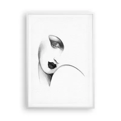 Produktbild von Gerahmtes Poster - Weißer Rahmen - Porträt Frau Skizze - 70x100 cm - Wand Bild - Wanddeko - Wandbilder - Kunstposter - Wandposter - Bilderrahmen - Bilder - Kunstdruck - P2WPA70x100-4475