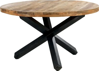 Produktbild von Esstisch - Anthrazit - Braun - Mangoholz massiv - Metallgestell - Ø 130 cm