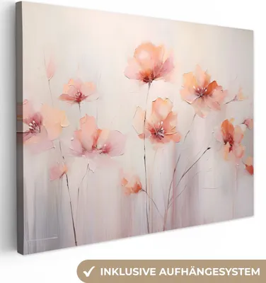 Zdjęcie produktu dla MuchoWow® - Obraz na płótnie - Maki - Kwiaty - Sztuka - Abstrakcja - Akwarela, fototapeta, dekoracja ścienna, obrazy do salonu, 80x60cm