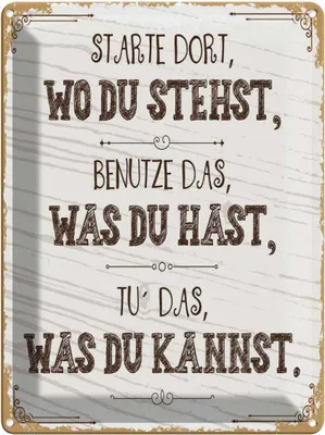 Produktbild von vianmo Blechschild 40x30 cm Starte dort wo du stehst, benutze Spruch Zitat