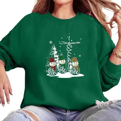 Obrázek produktu pro Dámská mikina s dlouhým rukávem a vánočním potiskem sněhuláka, šedá, 2XL