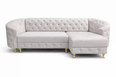 Zdjęcie produktu dla Narożnik z funkcją spania Molly L do salonu pikowany welurowy z pojemnikiem na pościel glamour 290 cm