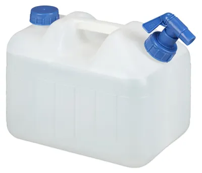 Immagine prodotto di Relaxdays - Tanica per acqua da 10 litri, rubinetto di scarico, tappo a vite, tanica portatile per acqua potabile, senza BPA, campeggio, auto, bianca