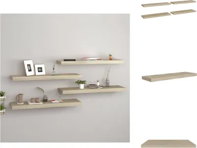 Obrázek produktu pro vidaXL Plovoucí police 4 ks. Dubový vzhled 80x23,5x3,8 cm MDF - Nástěnné police