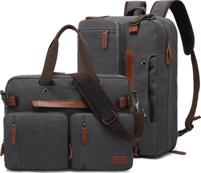 Produktbild von Laptoptasche 2 in 1 Laptop-Rucksack Schultertasche für 17,3-Zoll-Laptop – Canvas Grau