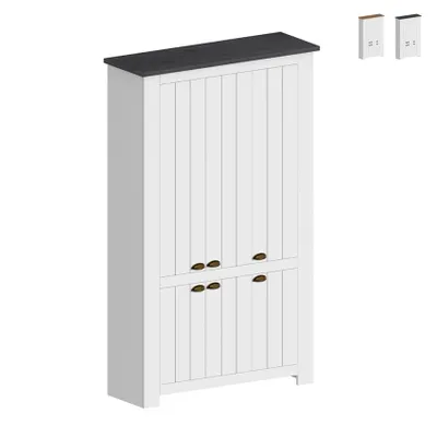 Produktbild von Großes weißes Mehrzweck-Schuhschrank Elaisa 114x42x200cm 6 Türen - Schwarz