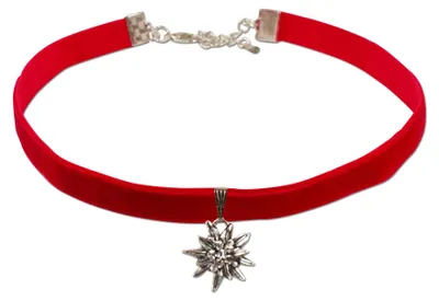 Produktbild von Alpenflüstern Trachten-Samt-Kropfband Strass-Edelweiß klein - Trachtenkette enga