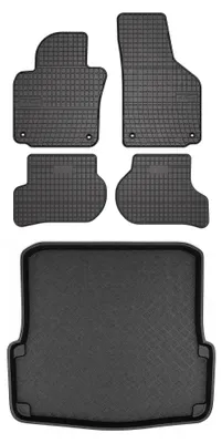 Zdjęcie produktu dla Dywaniki gumowe + mata bagażnika do Skoda Octavia II 2010-2013 (standardowy bagażnik) – czarne, dopasowane – Wielganizator SolidPRO