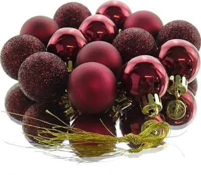 Produktbild von Weihnachtskugeln Ochsenblut bruchfest Ø 3 cm aus Kunststoff - 14er Set